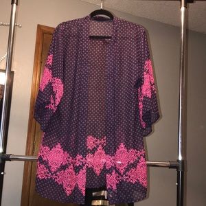 Navy Blue & Pink Kimono